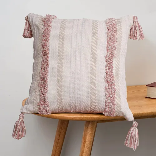 Vista 10 de Fundas de Almohadas Decorativas Boho con Mechones para Sofá Cama, Funda de Almohada Lumbar Pequeña de 12 x 20 Pulgadas, Funda de Almohada de Acento