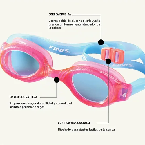 Vista 10 de Lentes de natación FINIS H2 Rosado/Verde agua