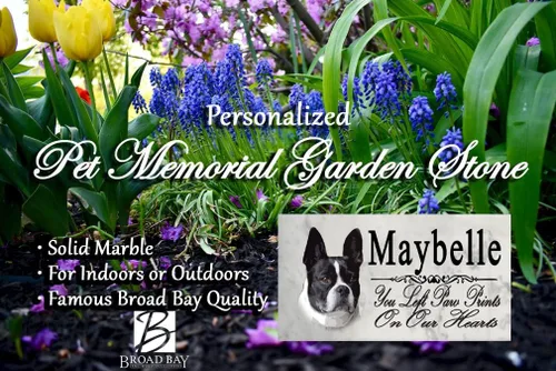 Vista 3 de Broad Bay Boston Terrier Memorial Stone - Placa personalizada para pérdida de mascotas para interiores o jardín lápida de tumba al aire libre