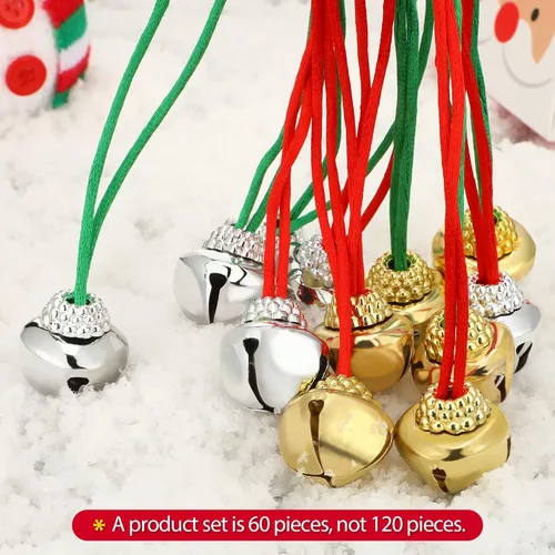 Vista 5 de Gejoy 60 collares de campana de Navidad, decoraciones de campana de Navidad para suministros navideños