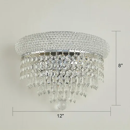Vista 2 de Prismas de carámbano de cristal con 2 luces, aplique de pared para sala de estar, comedor, baño, espejo de tocador, pasillo, dormitorio, armario