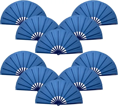 Vista 7 de QIRMIZI Abanico de baile de botas en la línea de tierra, 10 unidades, ventilador plegable grande para Kung Fu chino, baile, festivales de música