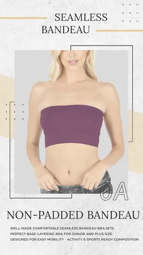 Vista 4 de OLLIE ARNES Sujetador de tubo bandeau elástico sin costuras para mujer, talla única o grande, sin tirantes