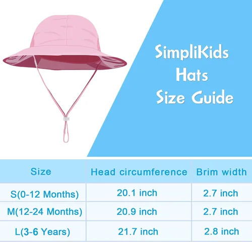 Vista 7 de SimpliKids Sombrero de sol para niños pequeños 50+ UPF de ala ancha con protección solar