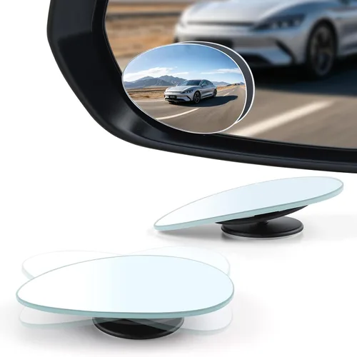 Vista 14 de LivTee Espejos de punto ciego, espejos retrovisores convexos de vidrio HD en forma de manzana, sin marco, gran angular ajustable para espejo