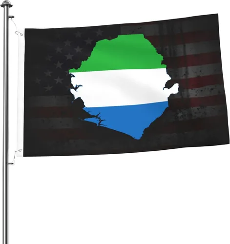 Vista 2 de Sierra Leone Flag Map Premium 2x3FT Flag - Durable and Vibrant Design for Indoor/Outdoor Use