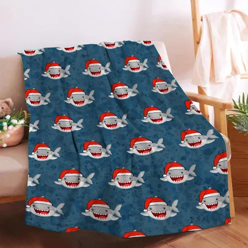 Vista 9 de Manta de tiburón de dibujos animados, regalos para niñas y niños, regalos para amantes de los tiburones, manta de tiburón, regalos para niños