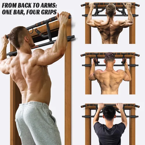 Vista 7 de Sportneer Barra de dominadas para puerta, paquete sin tornillos, con barra de dominadas Sportneer con mango plegable