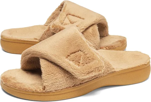 Vista 15 de SOLLBEAM - Pantuflas ortopédicas para mujer con soporte de arco para fascitis plantar, ajustables, con copa para el talón, acogedoras, para damas