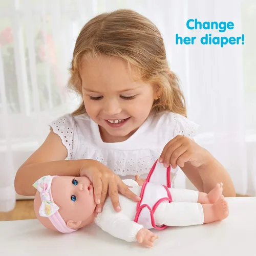 Vista 5 de Kidoozie Sweetie Doll - Muñeca de cuerpo suave de 12 pulgadas con ojos abiertos y cerrados para edades de 12 meses en adelante, perfecta