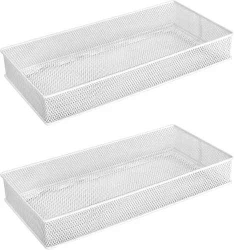 Vista 6 de YBM HOME Organizador de cajones de malla blanca para cajones y estantes, soporte para suministros escolares, cesta organizadora de escritorio