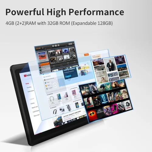 Vista 4 de Tablet de 7 pulgadas, sistema operativo Android 13 Quad Core, 32GB ROM, WiFi, Bluetooth, cámara dual, PC Tablet USB C, pantalla táctil de 7 Negro