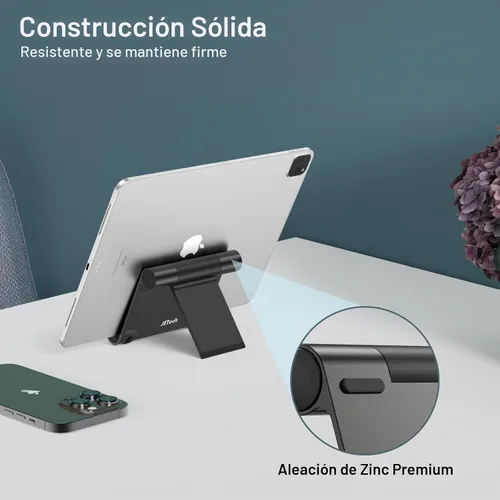 Vista 4 de JETech Soporte para Tablet, Soporte de Escritorio Portátil Ajustable, Base Plegable para iPad/iPad Pro/Air/Mini, Galaxy Tab A8/A7 Lite/A7/S8/S7