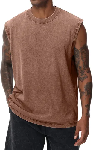 Vista 19 de Camisetas sin mangas de algodón para hombre, corte muscular, gimnasio, correr, playa, ajuste holgado