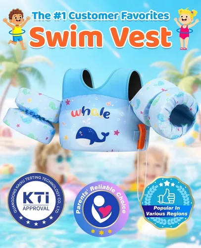Vista 25 de HeySplash Swim Vest for Kids, Puddle Float Jumper with Safety Buckle