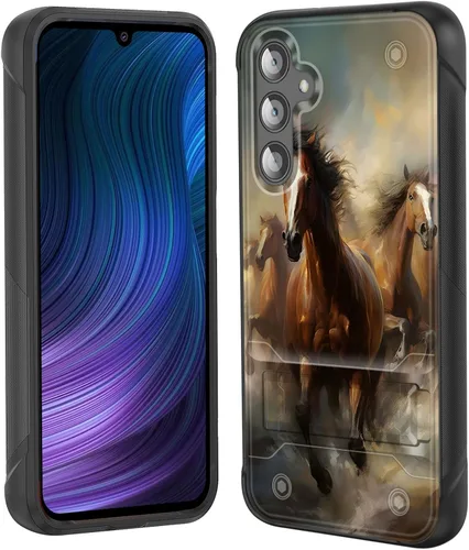 Vista 37 de Funda para Galaxy S24 Plus con soporte, doble capa híbrida de policarbonato duro y silicona suave, resistente a prueba de golpes, funda protectora