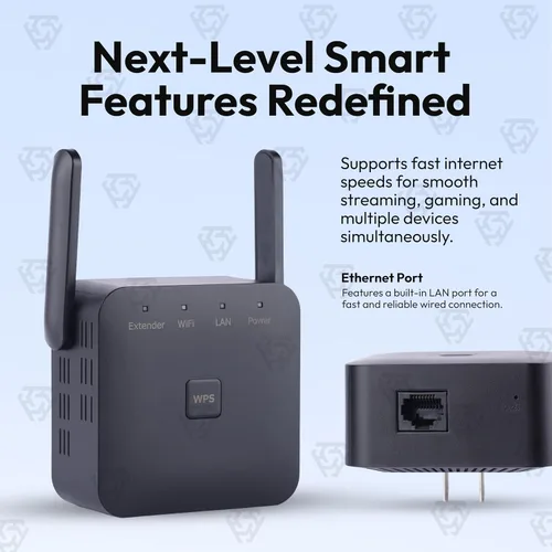 Vista 5 de Amplificador de señal WiFi más rápido 2026 cubre 10000 pies cuadrados y 80 dispositivos 2.4 GHz repetidor WiFi de alta velocidad con puerto Ethernet