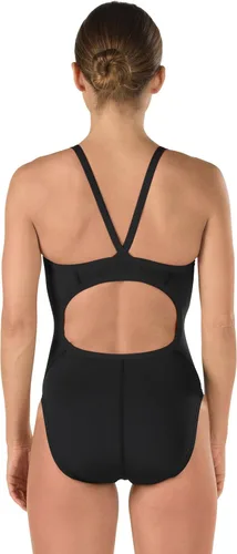 Vista 2 de Speedo Traje de baño de una pieza para niñas Endurance+ Flyback - colores de equipo sólidos para jóvenes Negro/Negro