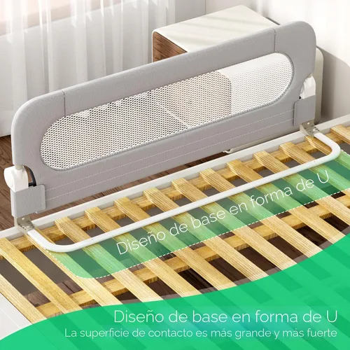 Vista 4 de UPGOGO Barandilla plegable para niños pequeños, gris, 33 pulgadas de largo