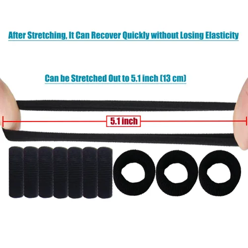 Vista 5 de Cintas elásticas para el pelo de bebé, bandas elásticas para el cabello pequeñas para niñas, bandas elásticas para coletas (negro)