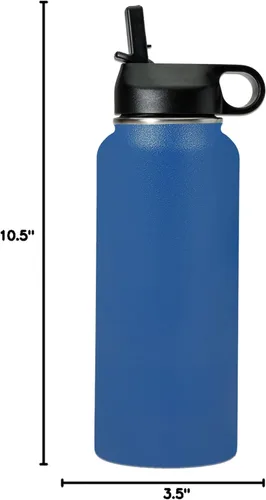 Vista 8 de LaserGram Botella de agua personalizada de 32 onzas, Basketball Slam Dunk Man (azul oscuro)