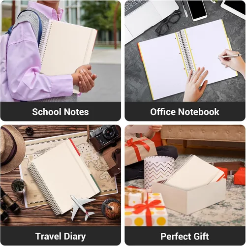 Vista 7 de EUSOAR - Cuaderno en espiral de papel gráfico, tamaño A4 de 9.25" x 11.7", gran cuaderno de 3 asignaturas, cuaderno de diario de tapa dura