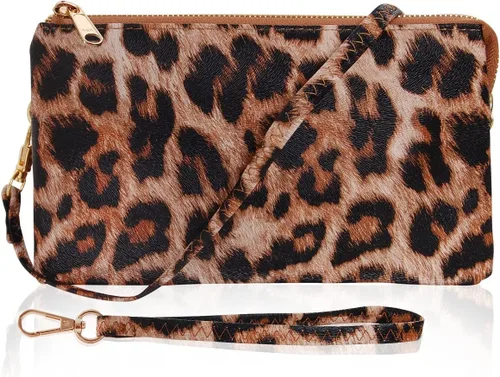 Vista 17 de Humble Chic bolsa pequeña de piel vegana, para usar cruzada o cartera con ajuste de pulsera, incluye hombro ajustable y correa para muñeca. Oro