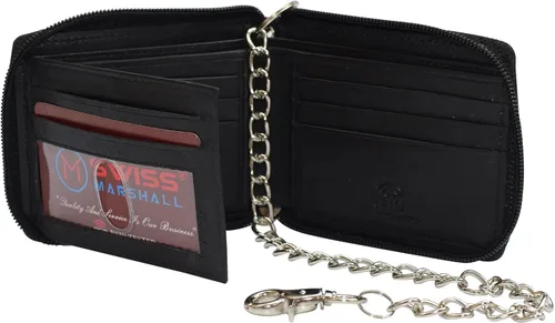 Vista 12 de Billetera plegable para hombre con cremallera y bloqueo RFID de cuero premium (negro)