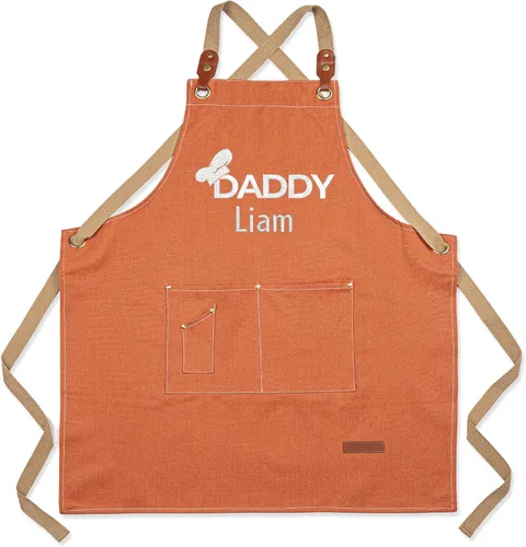 Vista 8 de MT WORLD Delantal de lona para hombre, delantales de cocina personalizados para hombres, delantal de cocina bordado, delantal de chef