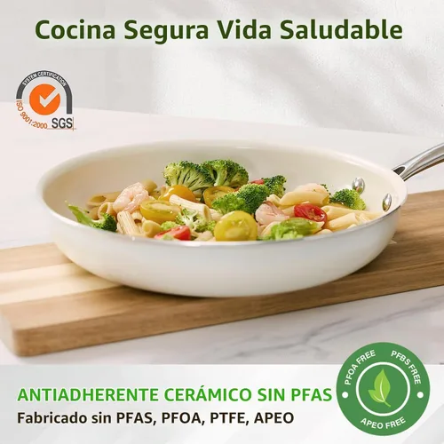Vista 3 de SAKAMOSH Sartén de cerámica antiadherente de 9.5", sartén no tóxica