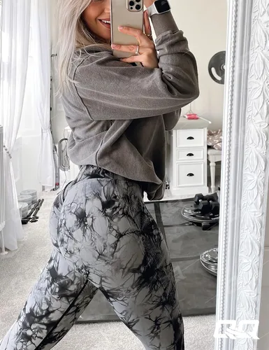 Vista 2 de QOQ - Leggings de entrenamiento sin costuras de cintura alta para mujer, levantamiento de glúteos, pantalones de yoga para gimnasio, mallas