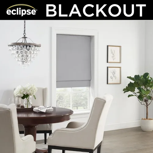 Vista 8 de ECLIPSE - Persiana romana de poliéster para ventanas, sin cuerda, 100% opaca, 23 pulgadas de ancho x 64 pulgadas de largo, reduce el ruido