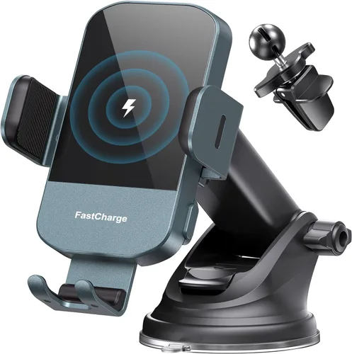 Vista 13 de Cargador de Coche Inalámbrico, Carga Rápida de 15W, Cargador de Coche con Abrazadera Automática, Soporte de Teléfono para Coche Compatible