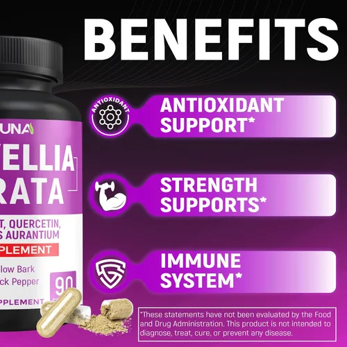 Vista 5 de Cápsulas de extracto de Boswellia 8550 mg 90 cápsulas - 3 meses de suministro Boswellia, cúrcuma, quercetina