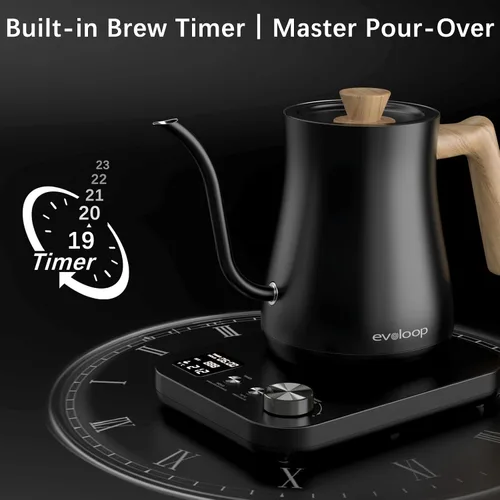 Vista 5 de Hervidor eléctrico de cuello de cisne, hervidores de té eléctricos, control de temperatura de ±1℉ para preparar café de goteo y té