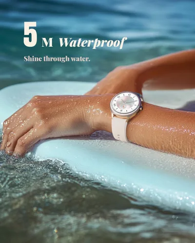 Vista 9 de TOOBUR Reloj inteligente para mujer, reloj inteligente HD de 1.575 pulgadas, compatible con Android e iOS, responder/hacer llamadas, reloj de Beige