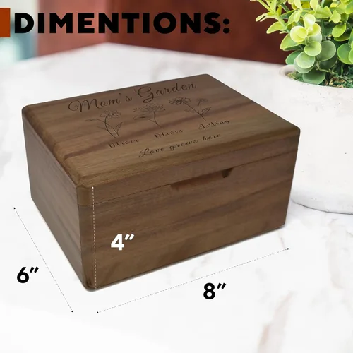 Vista 6 de Jardín de la madre para mamá – Regalo personalizado para mamá, regalos de jardín personalizados para abuelas, flores de nacimiento, caja de memoria