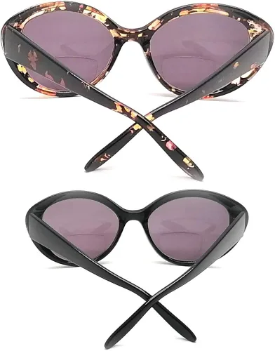 Vista 4 de Bifocal Gafas de sol para mujer 2 pares Cateyes Real Rhinestones Reader gafas de sol con 2 bolsas gratis