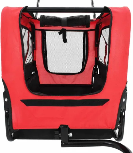 Vista 3 de vidaXL 2 en 1 remolque de bicicleta para mascotas y cochecito para correr, versátil con conversión rápida, marco de acero resistente, tela Oxford