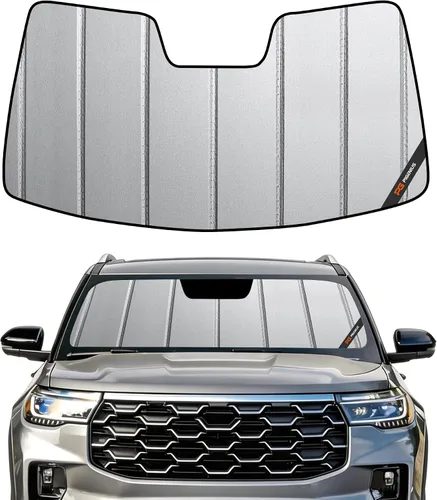 Vista 9 de Pigenius Parasol para parabrisas Ford Explorer 2016-2019, acabado plateado metálico
