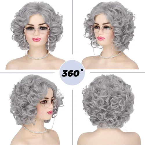 Vista 70 de Peluca de cosplay estilo Bob azul oscuro + horquilla de libélula + collar para fiesta, disfraz de Halloween, peluca de mujer