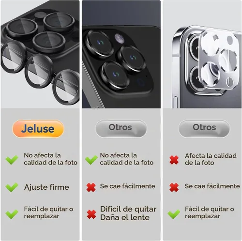 Vista 4 de Jeluse Protector de lente de cámara para iPhone 17 Pro Max/17 Pro/16 Pro Max/16 Pro/15 Pro Max/15 Pro/14 Pro Max/14 Pro, kit de alineación