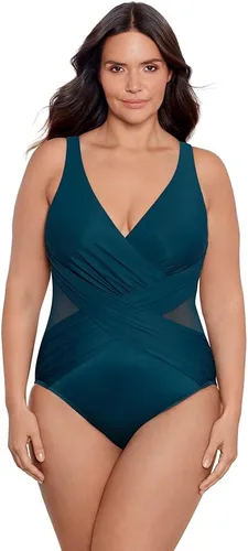 Vista 7 de Miraclesuit Traje de baño de una pieza con copa suave cruzada ilusionistas para mujer Negro