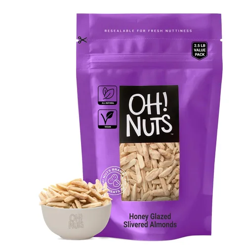 Vista 12 de Oh! Nuts Almendras blanqueadas plateadas – crudas – 100% naturales – 1.5 libras – Palitos de almendras blancas – Empaquetados en bolsa con cierre