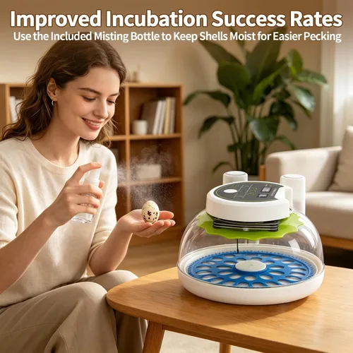 Vista 8 de Incubadora de huevos de codorniz para incubar 33 huevos de codorniz con girador automático y control de humedad, criador de codornices pequeñas