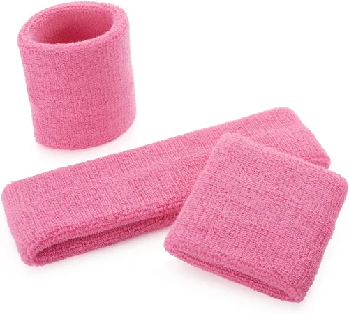 Vista 2 de Juego de Bandas Deportivas ONUPGO para la Cabeza y Muñequeras de Tela de Rizo - Bandas Deportivas para la Cabeza y Muñequeras de Algodón - Bandas