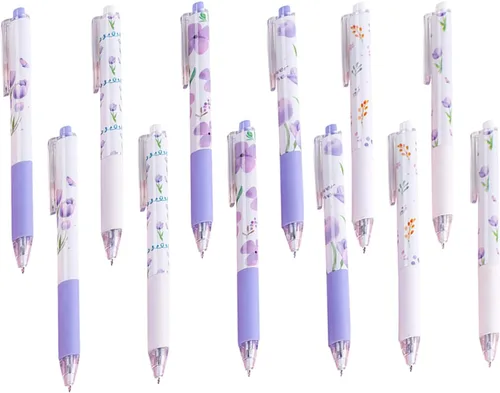 Vista 16 de 8 bolígrafos retráctiles lindos y estéticos, bolígrafos de gel con tinta para escribir con punta fina suave de 0,5 mm, bolígrafos de impresión