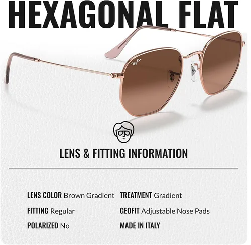 Vista 78 de Ray-Ban RB3548N Lentes planas hexagonales, gafas de sol cuadradas y redondas con kit oficial de gafas