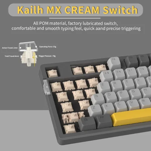 Vista 4 de NACODEX AK966 - Teclado de montaje de junta intercambiable en caliente de 96 teclas Increíble teclado de 10000 mAh Bluetooth 24G teclado