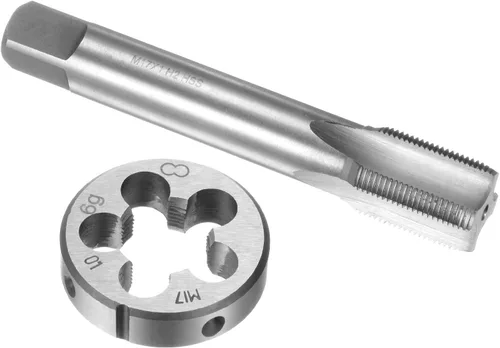 Vista 13 de uxcell M13 x 0.039 in Juego de llaves métricas y troqueles, rosca de máquina con troquel de roscado redondo, kit de grifo y troquelado